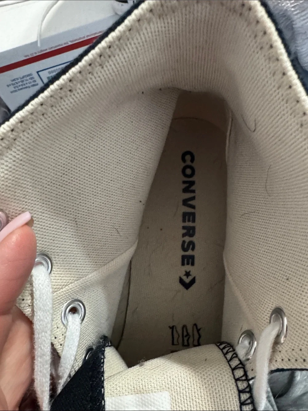 Converse Black and White High Top Sneakers - Picture 7 of 8